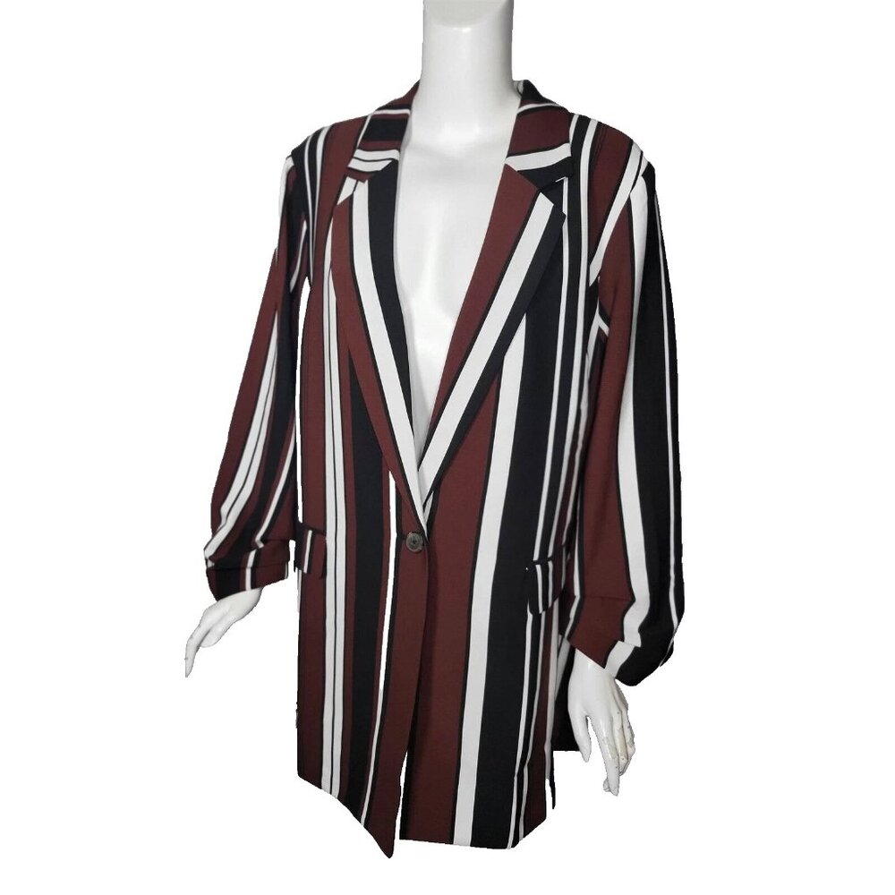 Alfani Brown White Black Stripe Blazer | Workwear | Medium